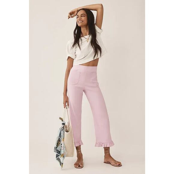 NWT Maeve The Colette Ruffle-hem Cropped Wide-leg Pants Sz 24Tall Lilac #8B507 - Picture 1 of 12